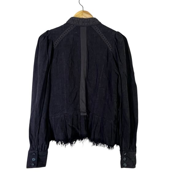 Free People Ariana Embroidered Jacket Jacket Womens XS Washed Black Military - Picture 5 of 7